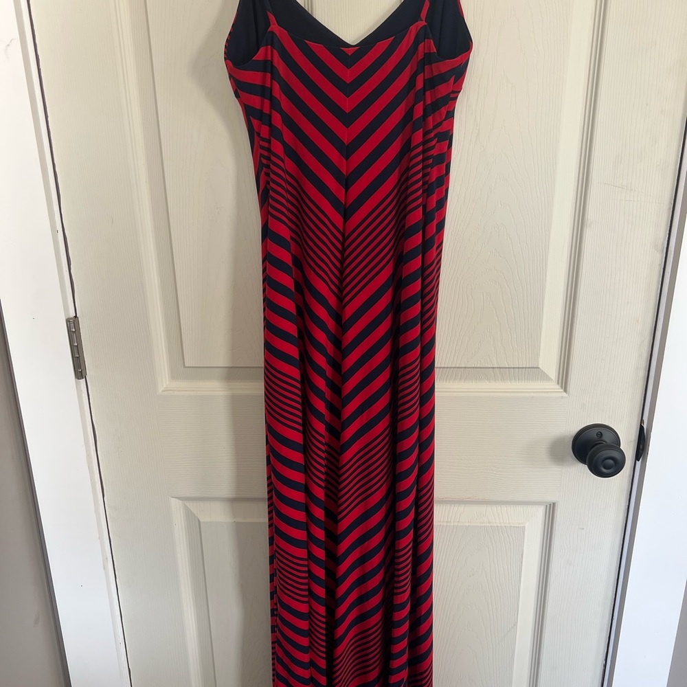 Lauren Ralph Lauren Red & Navy Striped Slip Dress - Picture 4 of 4